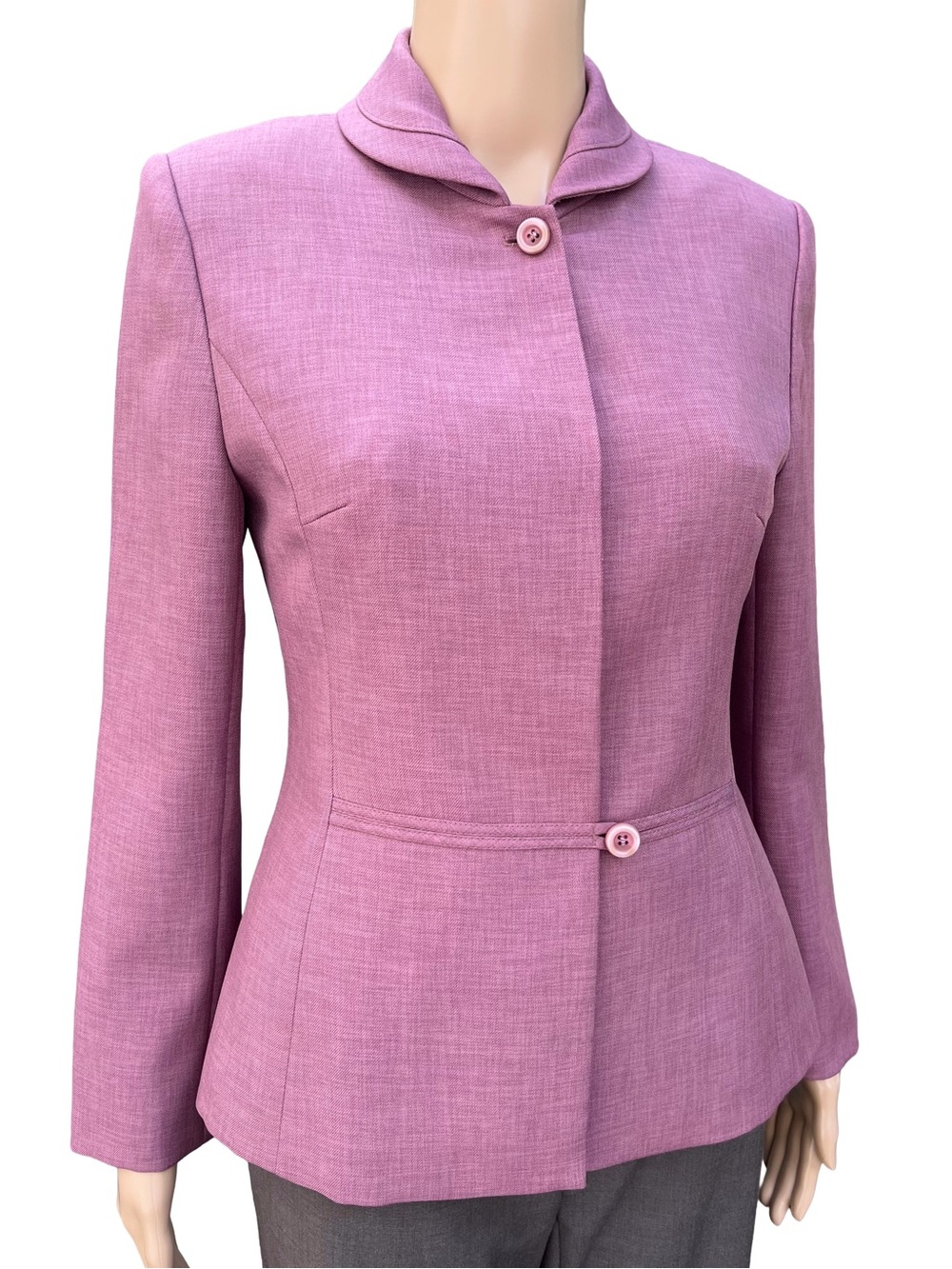 Vintage Mauve Peplum Blazer Tailored Jacket S-M